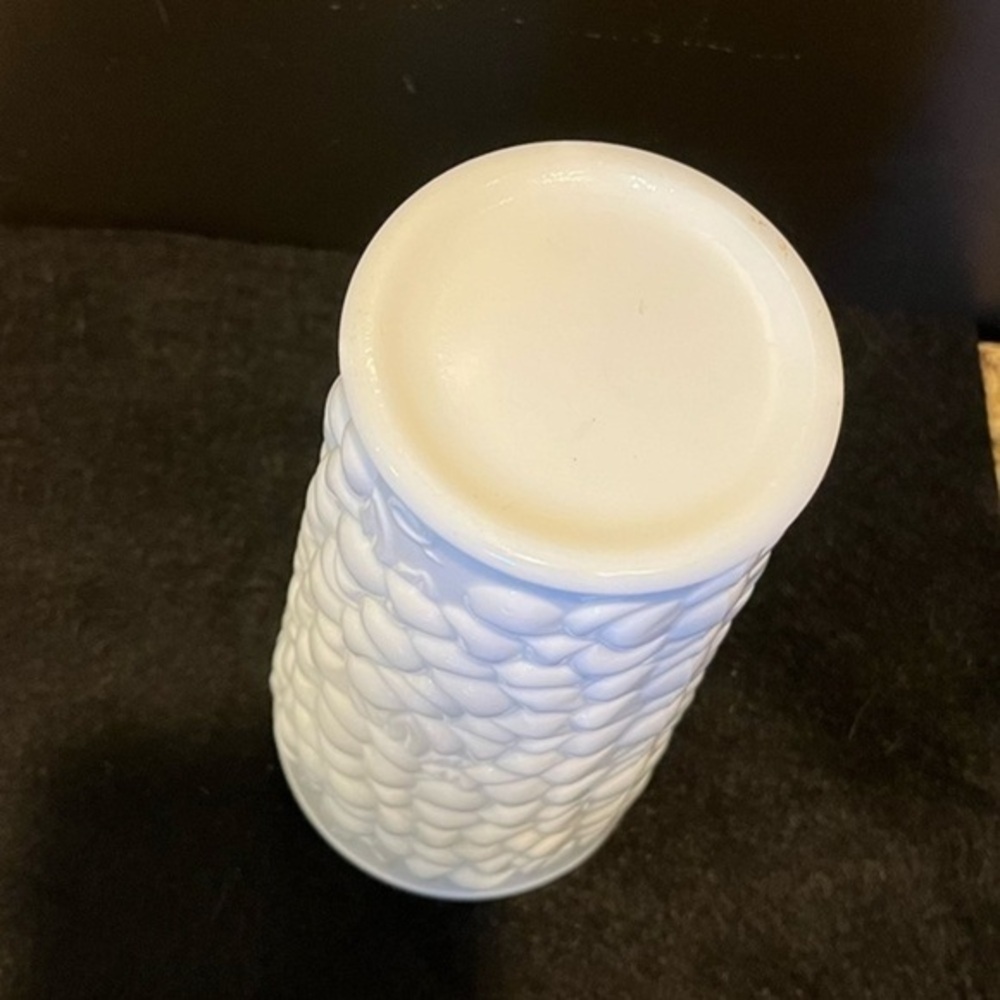 Vintage Textured Fruit Pattern Milk Glass Vase - Picture 14 of 14